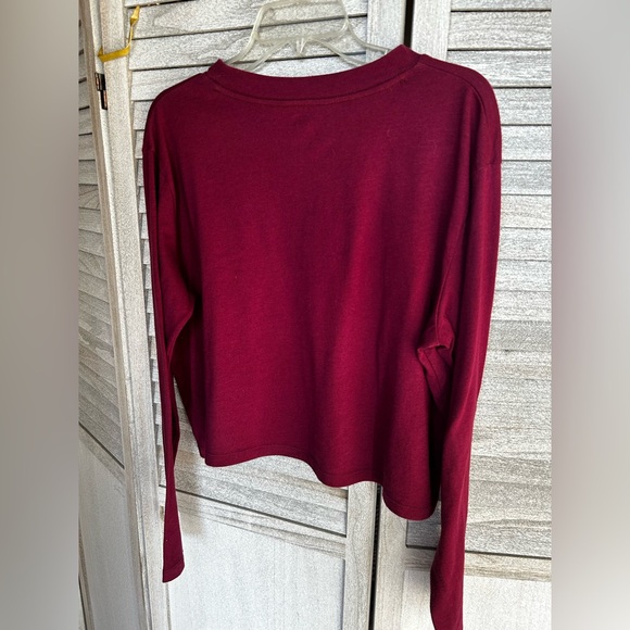 VICTORIA’S SECRET PINK Long Sleeve Top Woman’s Size Large Maroon Burgundy Color - Picture 5 of 9